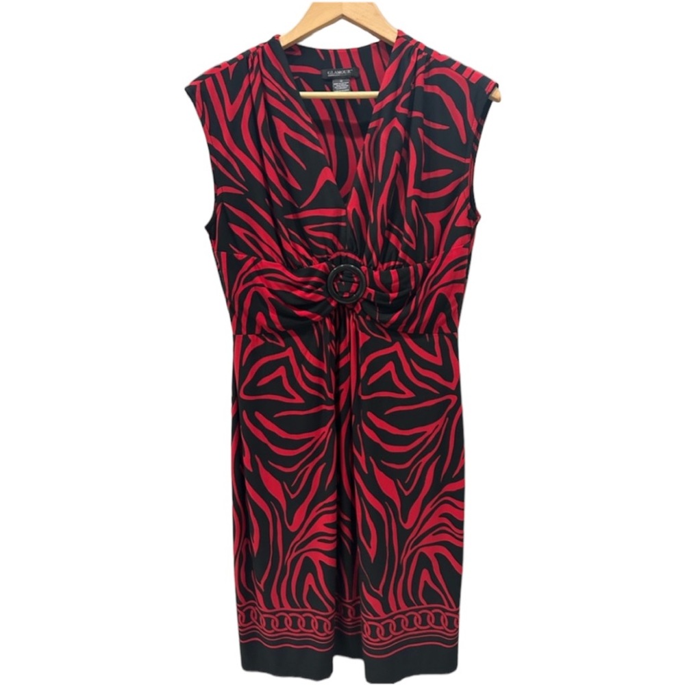 Glamour Red & Black Zebra Print Sleeveless Dress size 12 - Picture 3 of 6